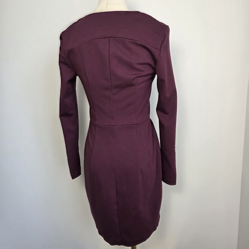 Dynamite Purple Sheath Dress Long Sleeve V-Neck - Picture 5 of 12